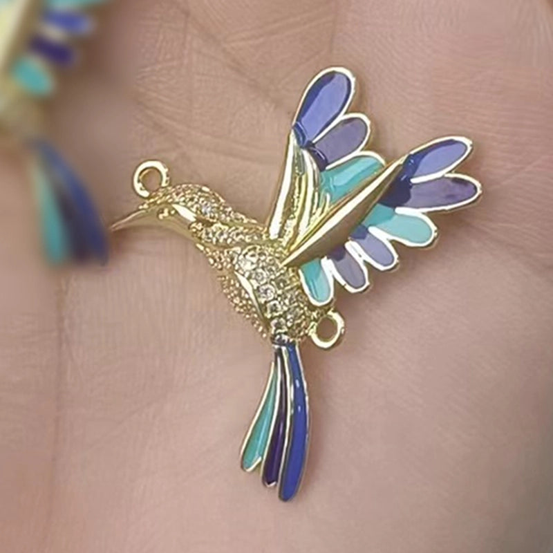 1 Pc/Package Copper Zircon 18K Gold Plated Bird Polished Connectors Jewelry Accessories