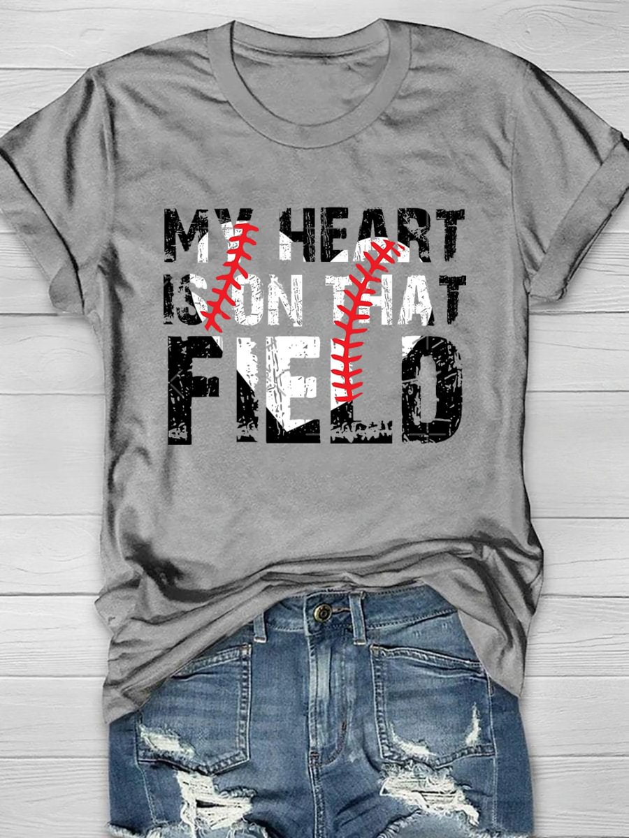My Heart Is On That Field Print T-shirt