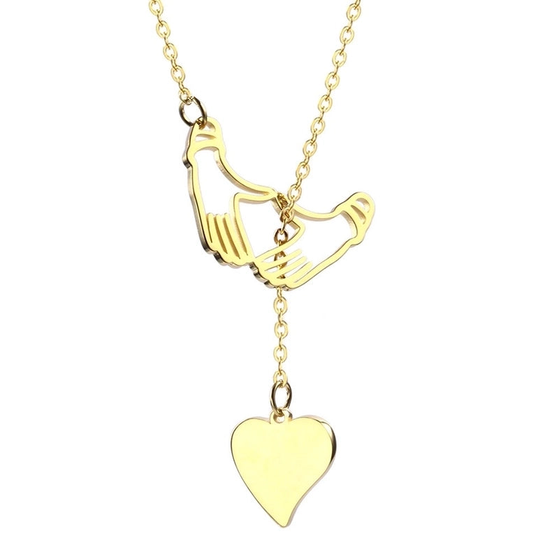 304 Stainless Steel 18K Gold Plated IG Style Classic Style Commute Plating Animal Heart Shape Feather Pendant Necklace