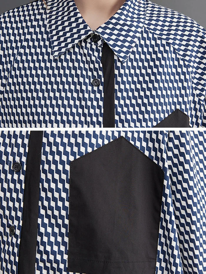Fashion Patchwork Shirt Dress