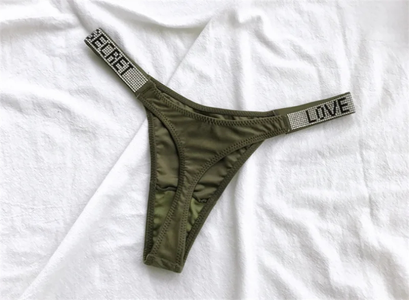 Sexy G-string Lingerie Rhinestone Thong Briefs Underpant Women Ice Silk Antibacterial Underwear Panties Intimates трусы женские