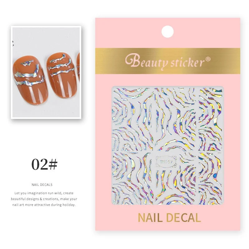 1 Sheet New Roman English Alphabet Number 3D Nail Stickers Christmas Animals iridescent Gold Silver Word Small Letters Nail