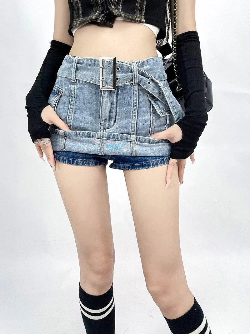 Brownm Cargo Jean Mini Skort