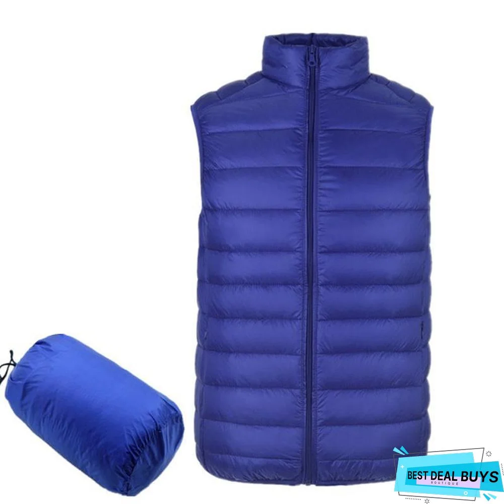 Men's Sleeveless Ultralight 90% White Duck Down Warm Vest Men's Casual Vest Warm Jacket Outwear Waistcoat