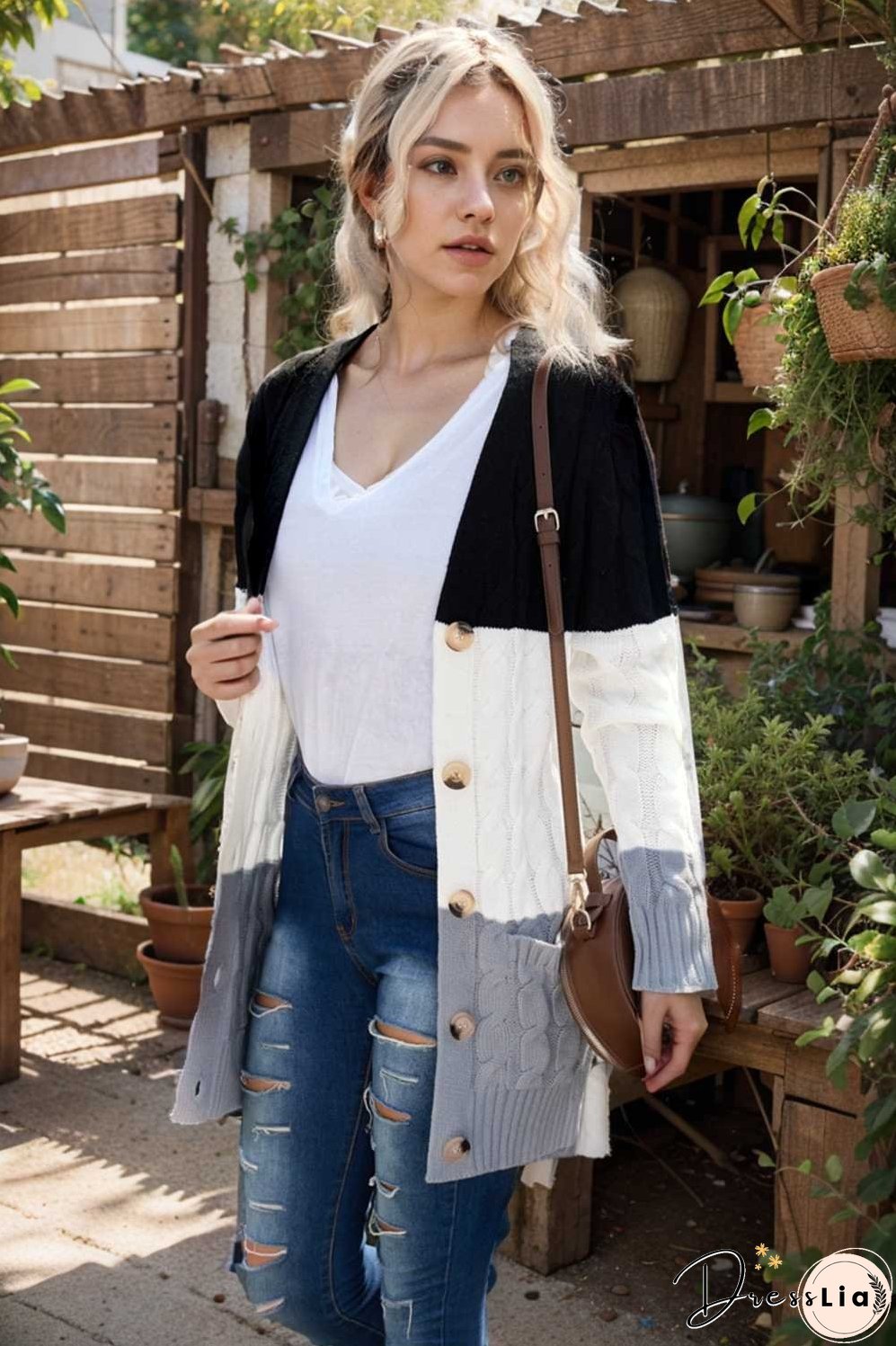 cozy cable knit button front long sleeve cardigan