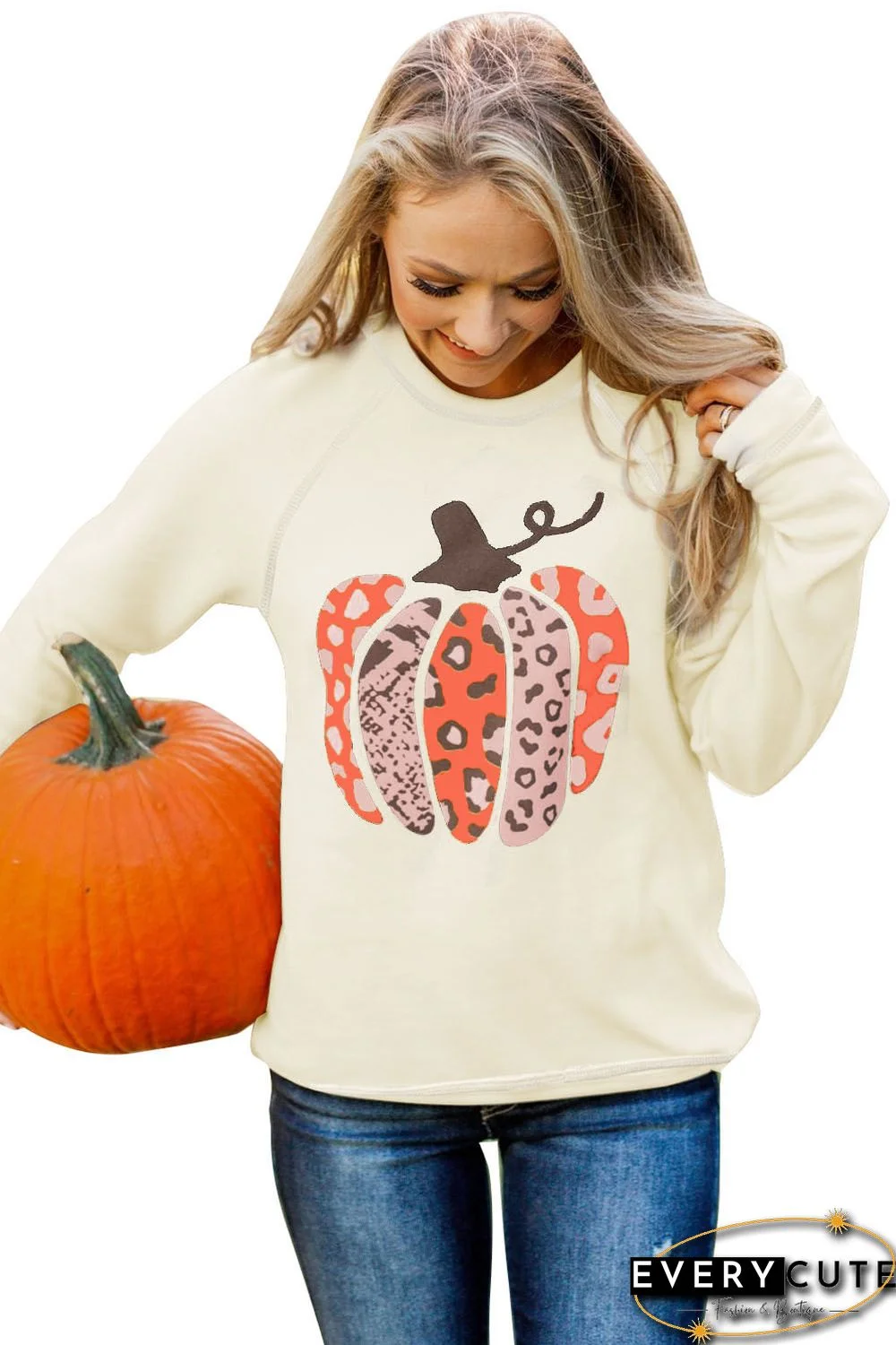 Halloween Pumpkin Graphic Pullover Sweatshirt