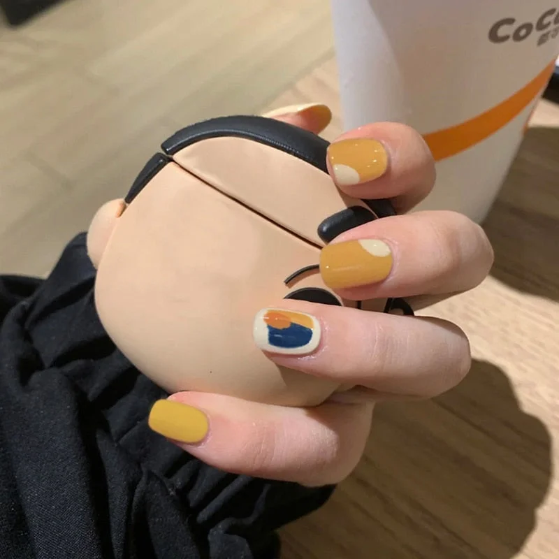 24pcs Yellow Wear Short Paragraph Fashion Manicure Patch False Nails Wearable Nail Patch Glue Type Detachable Coffin Fake Nails-Nail Inspo