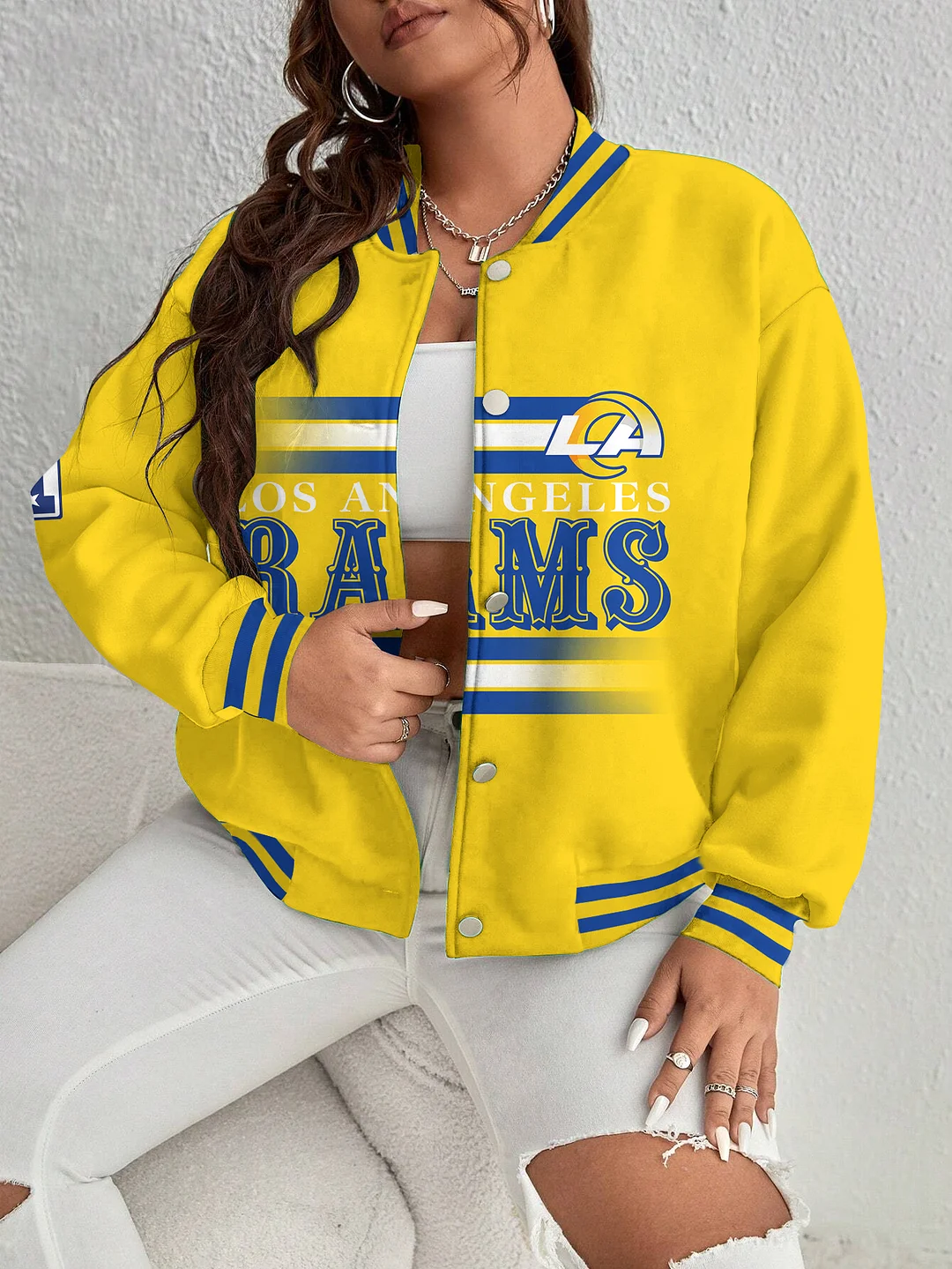 Los Angeles Rams Women's Long Pass Full- Snap Casual Jacket