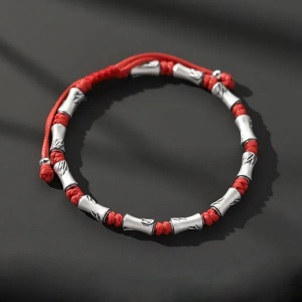 Sterling Silver Auspicious and Peaceful Bamboo Knitted Bracelet