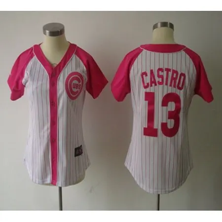 Cubs #13 Starlin Castro White/Pink Women's Splash Fashion Stitched MLB Jersey