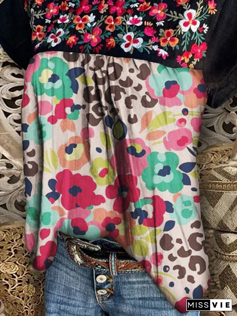 Shift Vintage Short Sleeve Printed Tops