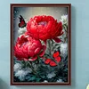 Papillon pivoine-plein diamant rond peinture-30 * 40cm
