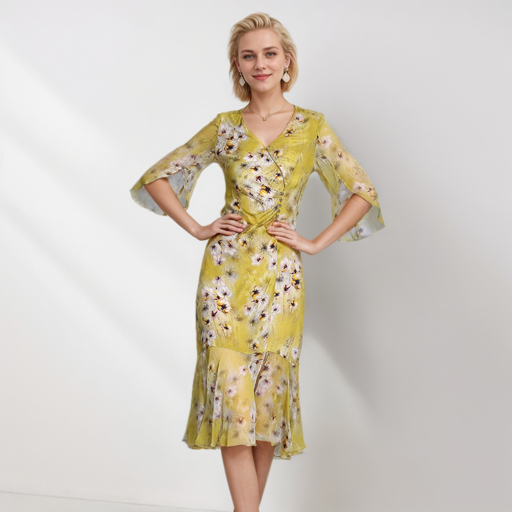 100 Silk Dress Slim Fit Wedding Guest Style REAL SILK LIFE