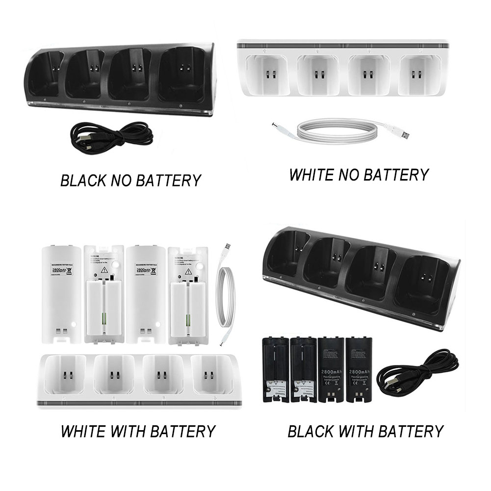 

4 Port Charger Stand Charging Dock Station w/USB Cable for WII Game Console, White, 501 Original