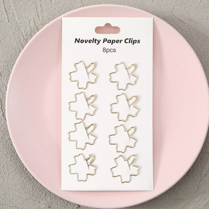 Creative Metal Paper Clip 8 Pack Cute Student Hollow Area Pin Office Learning Materials Bookmark Test Paper Clip