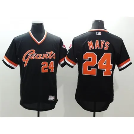 Giants #24 Willie Mays Black Flexbase Authentic Collection Cooperstown Stitched MLB Jersey