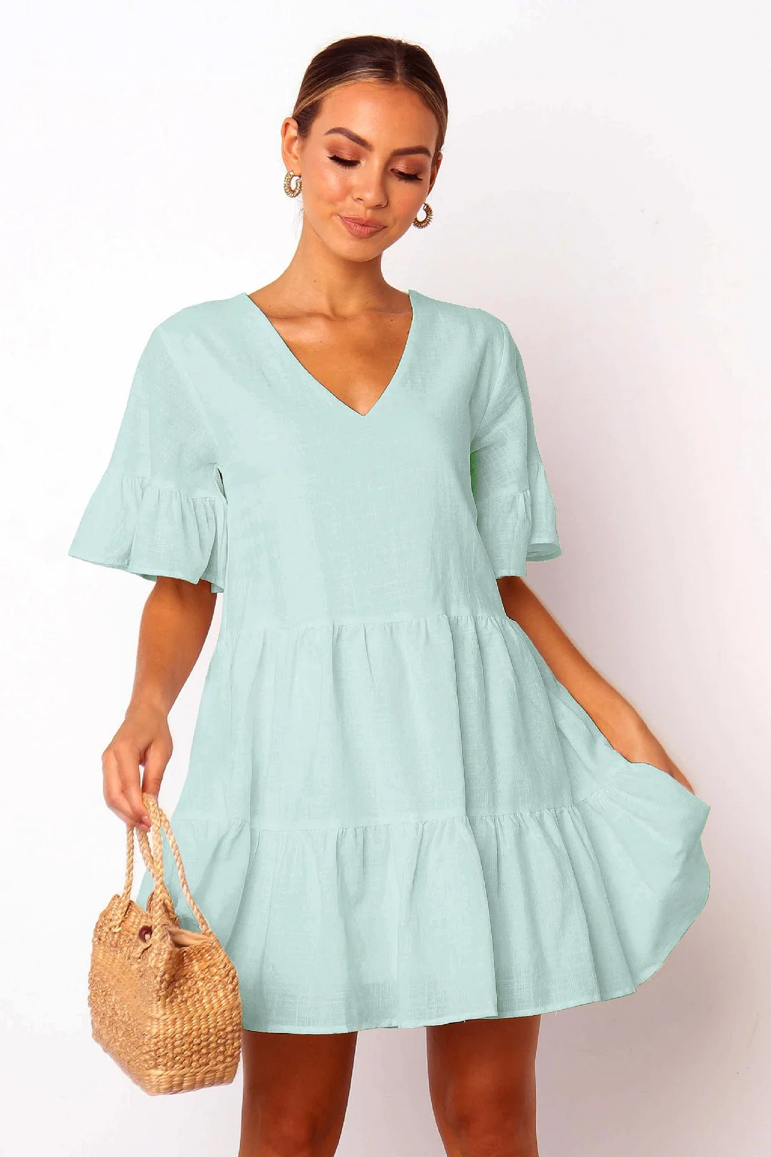 Women's V-neck Loose Fashionable A-line Dress