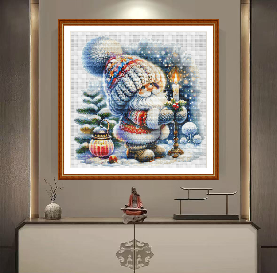 1set DIY Printed Cross Stitch Kit, 【ZZ4724- Candlelight Dwarf】textile cross stitch Painting Fairy Cross Stitch