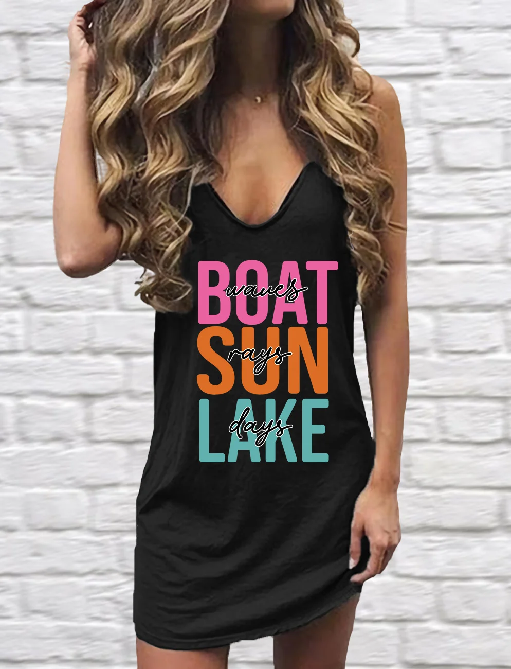 Boat Waves Sun Rays Lake Days Mini Dress