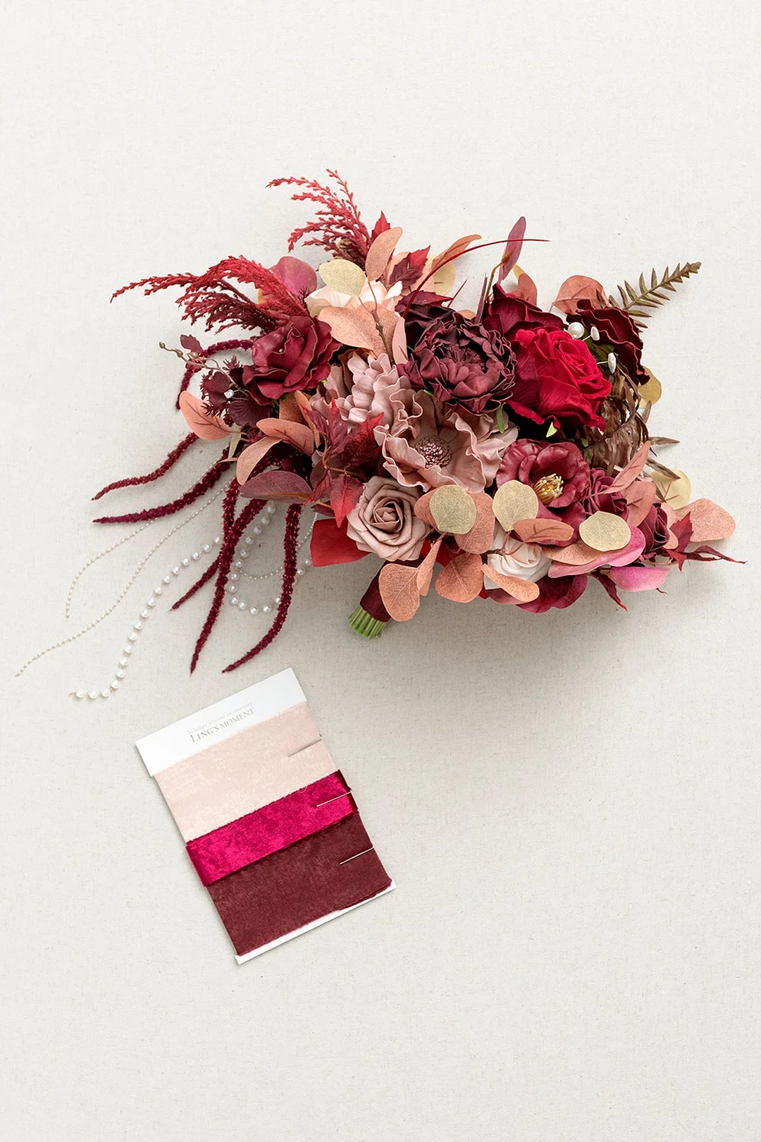 Large Free-Form Bridal Bouquet in Burgundy & Dusty Rose