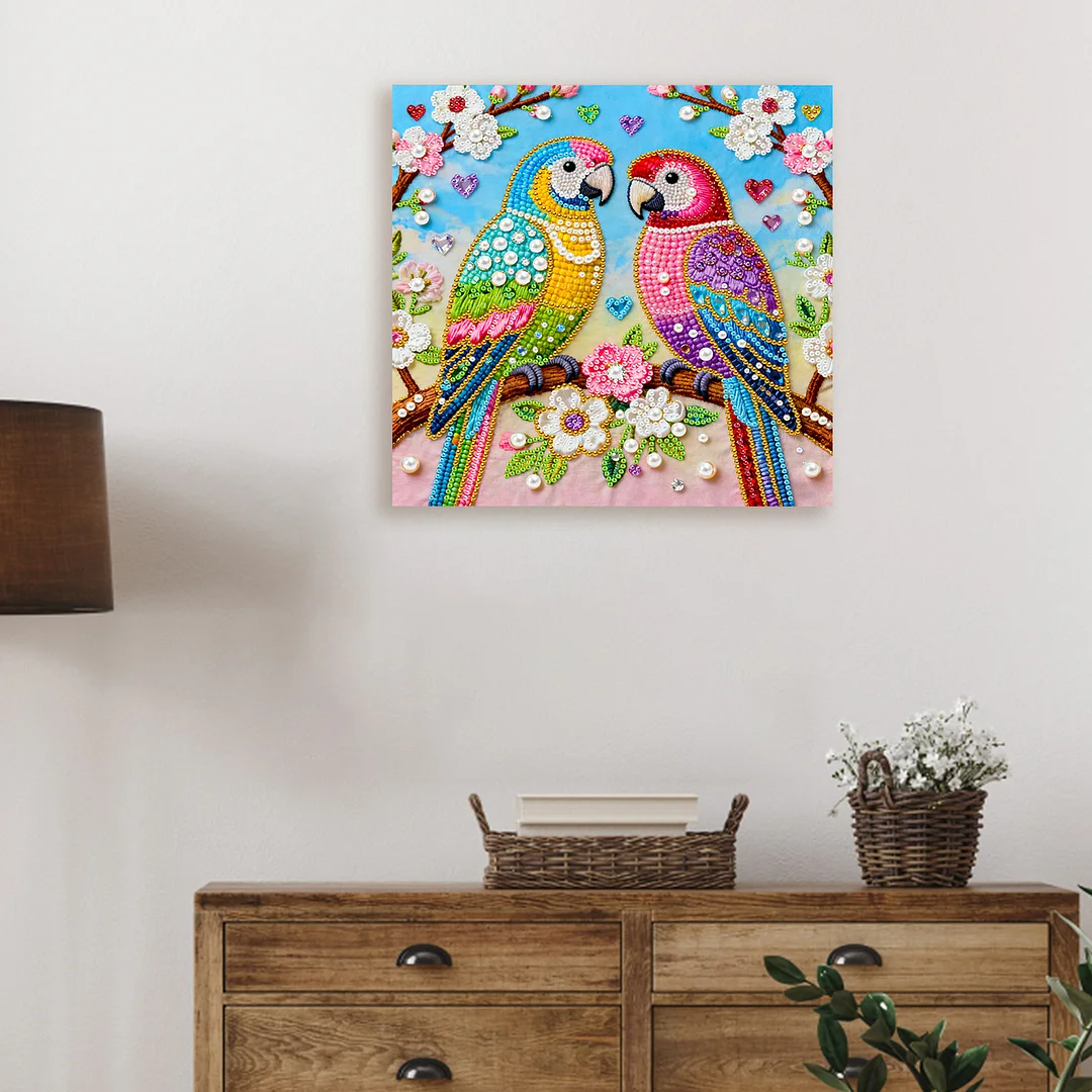 Two Birds Art Diamond Painting Kit for Adults Home Decor 25x25cm With Frame