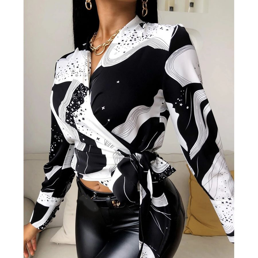 Tie Front Wrap Blouse