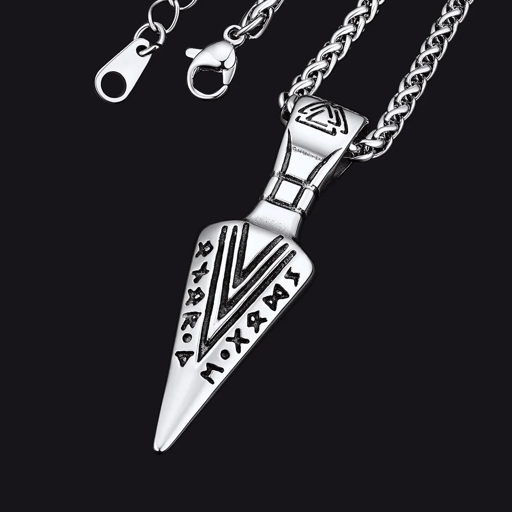 Viking Gungnir Spear Necklace with Runes For Men