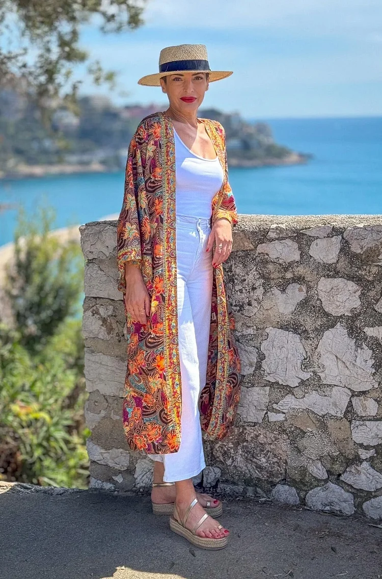 Modern Silk Kaftan Dress Loose Fit Maxi Plus Size For Home Or Beach