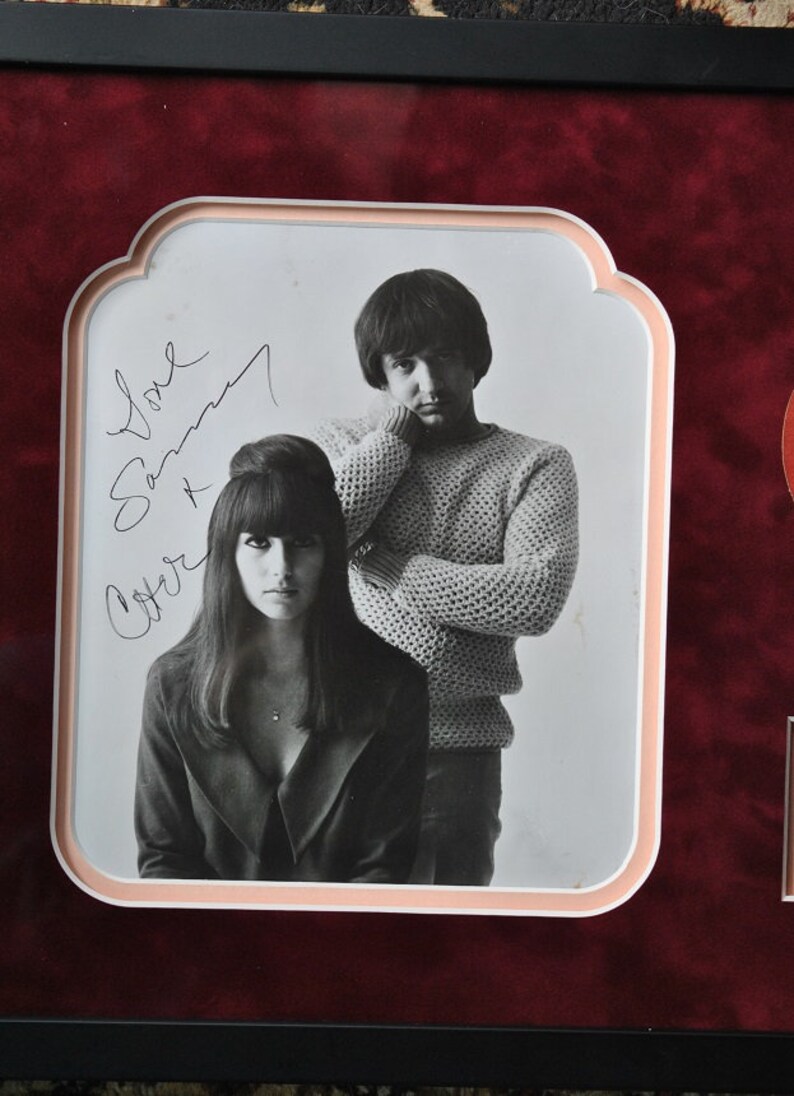 SONNY & CHER Signed Photo Poster painting Plaque X2 Framed 13x 20 wCOA