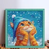 (US Only)Cat Printed Cross Stitch Kit 40x40cm DIY 14CT Thread Art Needlework Home Decor