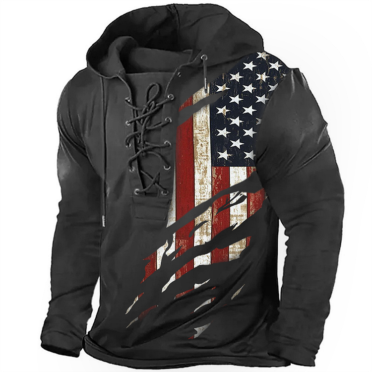 American Flag Distressed Design Print-The Best Gift For Patriots Retro Hoodie