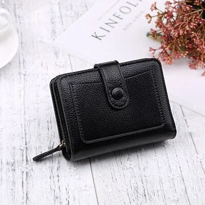 Women Wallets 2020 New Luxury Brand Red Black Small Mini Coin Purse Hasp Card Holder Lady Wallet Zipper Female Leather Buckle