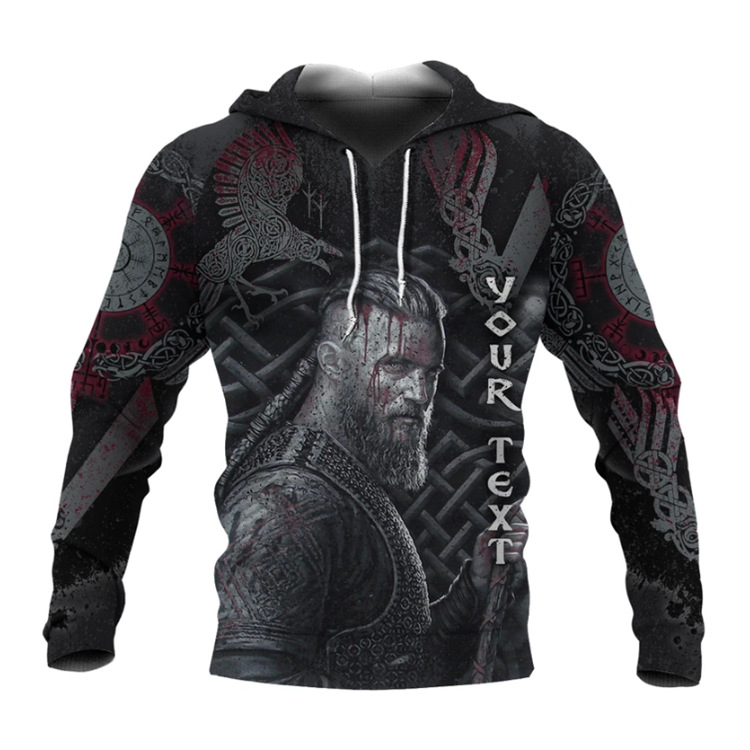 3D Printed Viking Warrior Hoodie – Fusion of Fashion and Tradition 