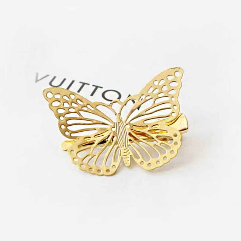 Vintage Butterfly Metal Left and Right Hair Clip Side Clip Headgear