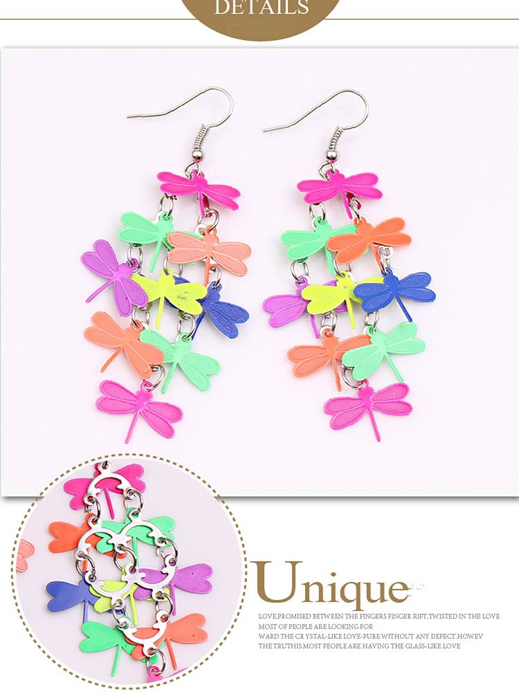 Dragonfly Copper Colorful Unique Style Earring-luchamp:luchamp