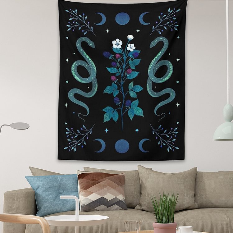 Snake Flower Background Wall Covering Home Blanket Tapestry (145x130cm)