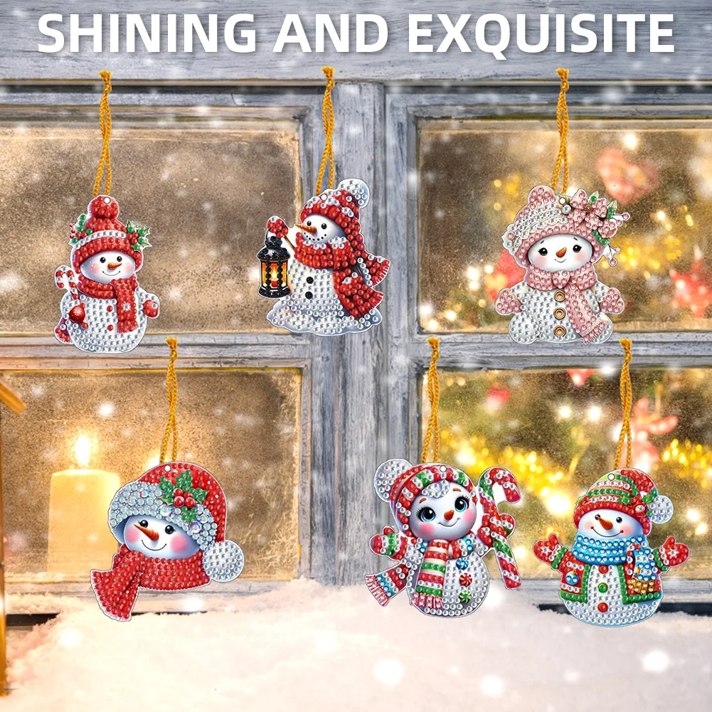 12Pcs Xmas Theme 2D Flat DIY Diamond Christmas Tree Pendant Wall Door Decoration