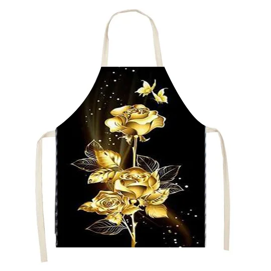 Linen Kitchen Apron - Flower letclo 