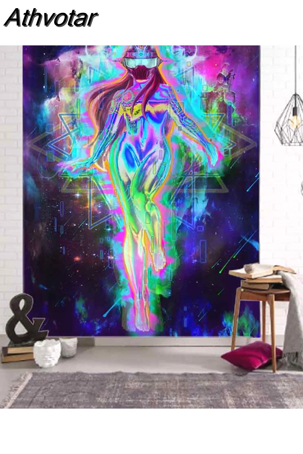 Athvotar Illustration Wall Hanging Tapestry Hippie Kawaii Home Wall Decor Boho Room Personality Background Cloth Sofa Sheets 1020-0