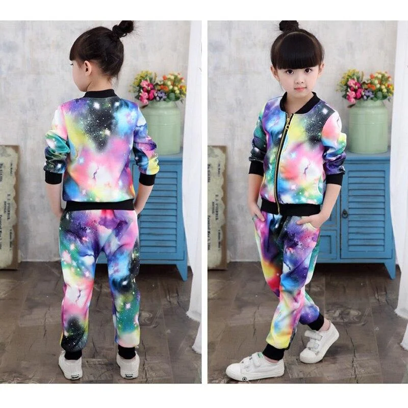 Girls Clothing Sets Children Fashion Active Jackets Zipper Coat And Pant Suit Kids Spring Autumn Sports Tracksuit Toddler Outfit