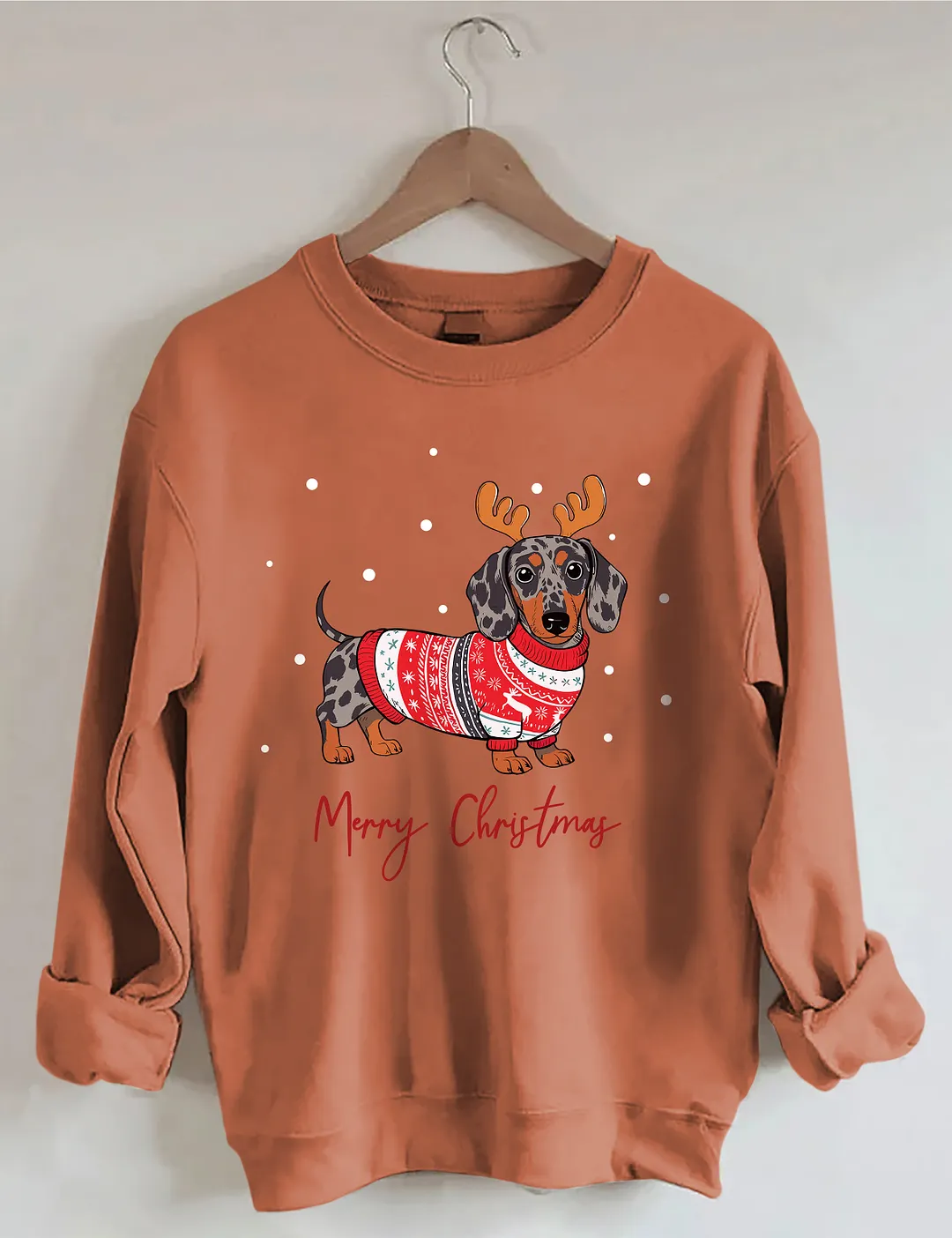 Dapple Dachshund Merry Christmas Holiday Sweatshirt