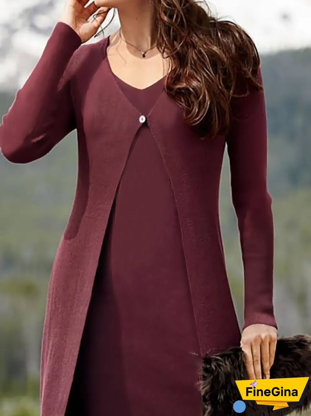 Casual Regular Fit V Neck Two Piece Dress Sets