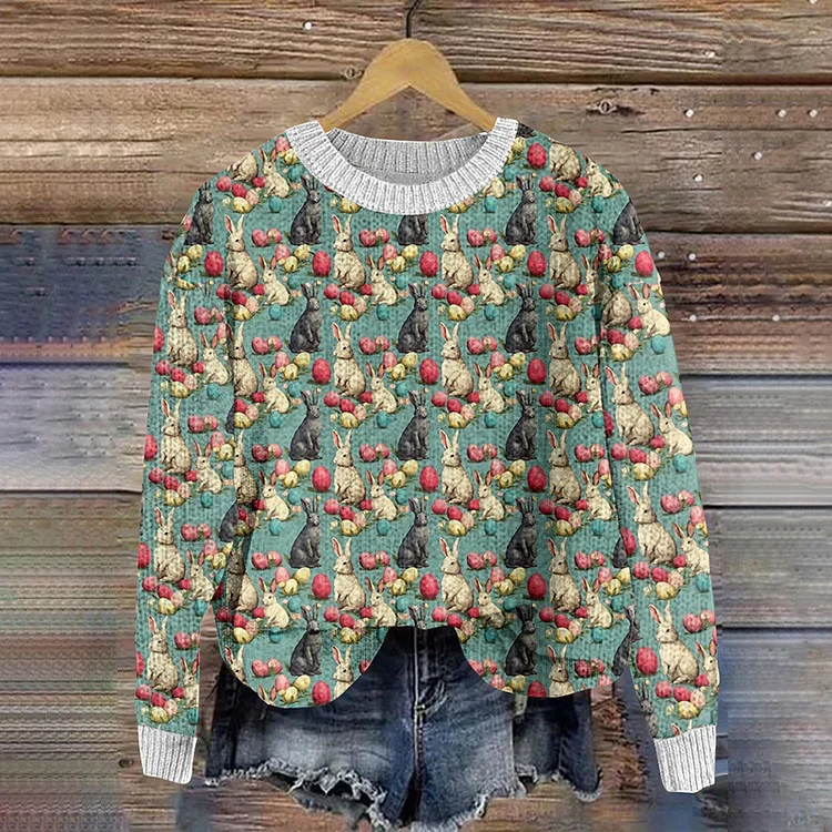 VChics Little Rabbit Pattern Knitted Sweater