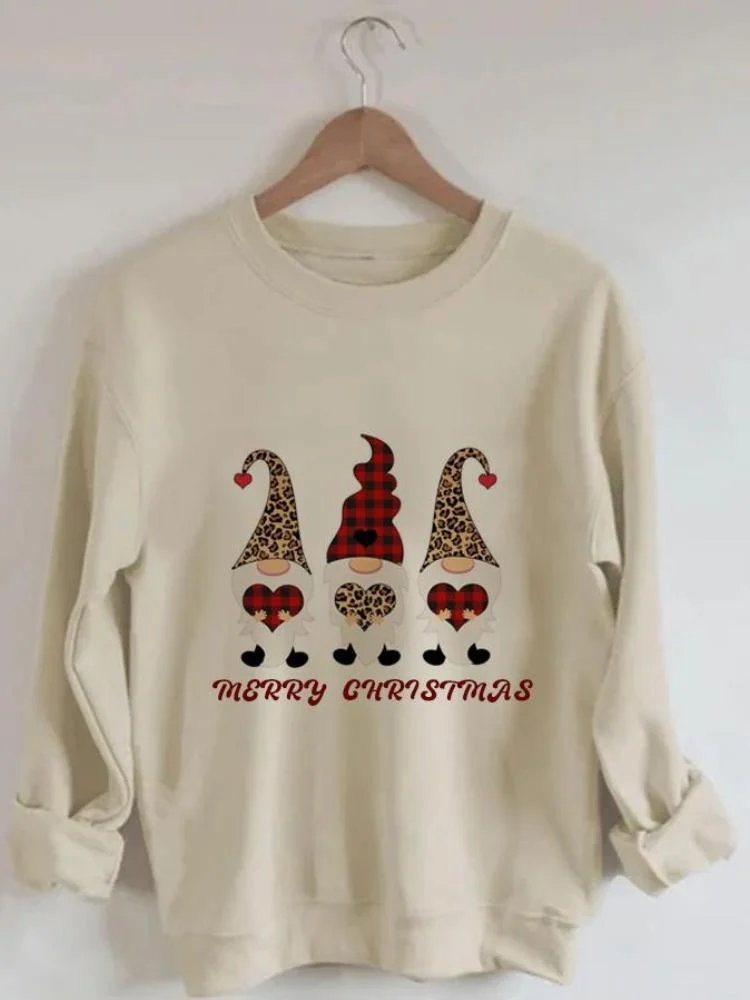 Women's Santa Claus Printed Long Sleeve Round Neck Sweatershirt