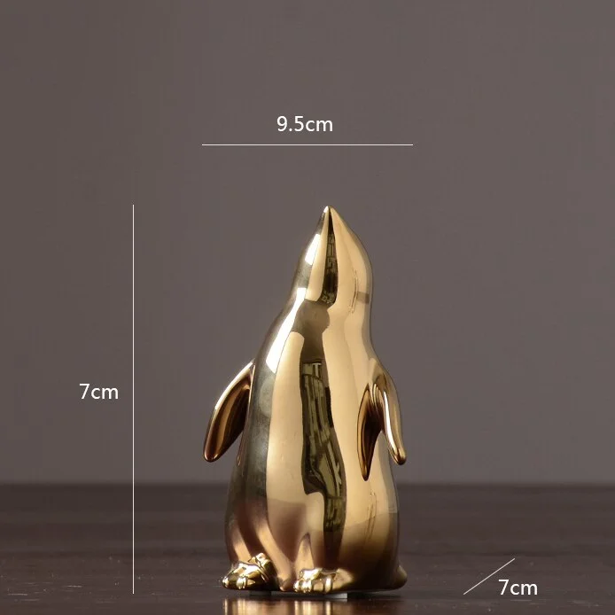 Office Desk Decor Golden Ceramic Penguin Figurine Animal Statue Sculpture Home Decoration Accessories For Living Room Gifts