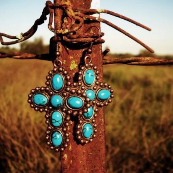 Turquoise Cross Earrings