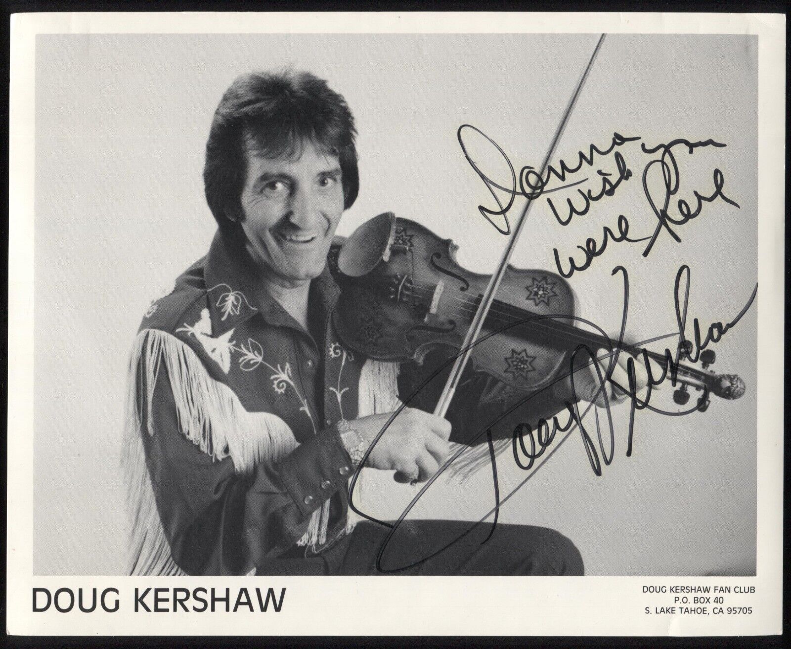 Doug Kershaw Signed 8 x 10 Inch Photo Poster painting Vintage 2 Autographs Signature