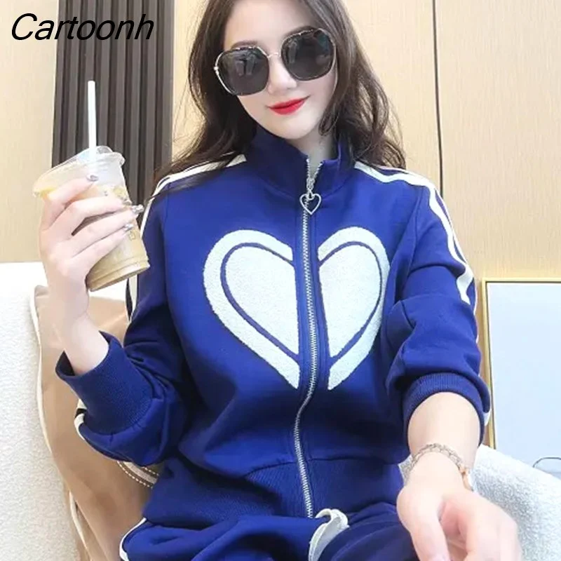 Cartoonh and Autumn Women's Suit High End Fried Street Wide Leg Pants Western Style Slim Casual Sportswear Two Piece Suit