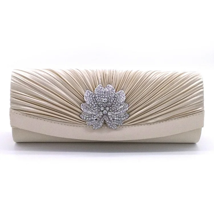 Evening Apricot Pleated Diamonds Clutch Bag  Flycurvy [product_label]