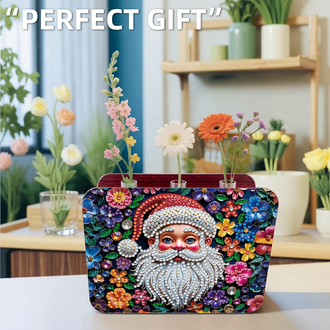 Santa Claus DIY Diamond Painting Wooden Tube Vase for Adults Gift Home Decor